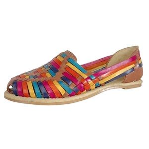 NWOT CRD RANCHES Multicolor Rainbow Leather Slip On Huaraches